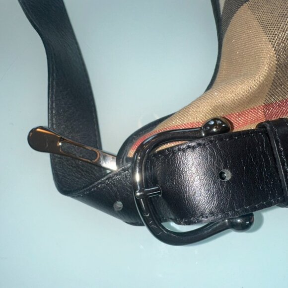 Burberry Metallic Nova Check Hobo Bag w/ black leather accents - Picture 8 of 13